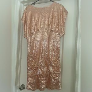 Cap sleeve Rose gold dress